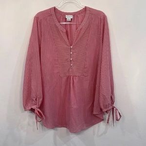 Liz Claiborne || Woman red and white striped blouse size large